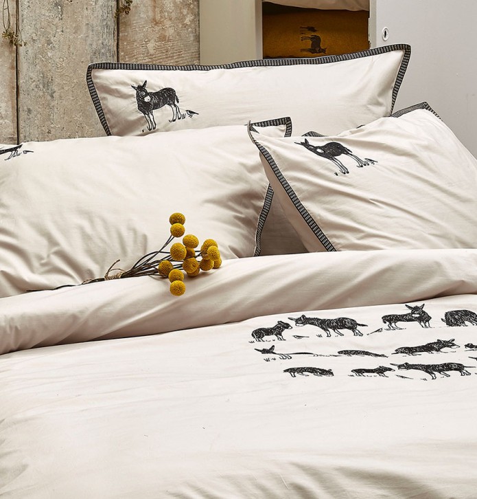 Parure de lit percale Arsène Sylvie Thiriez - Blancollection