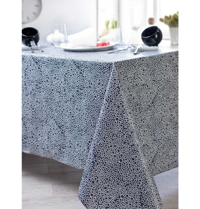Nappe coton enduite Bulle navy Nydel - Blancollection