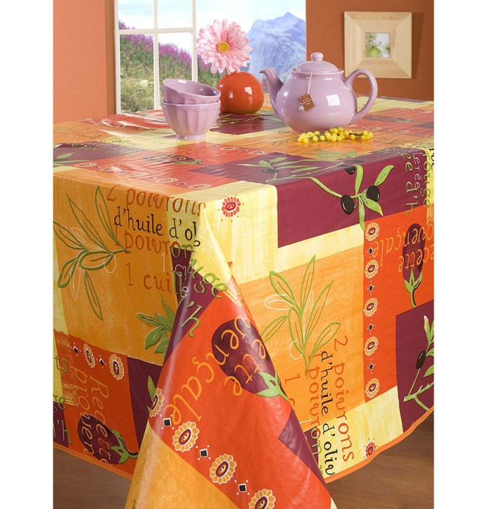 Nappe toile cirée Recette provençale rouge Calitex - Blancollection