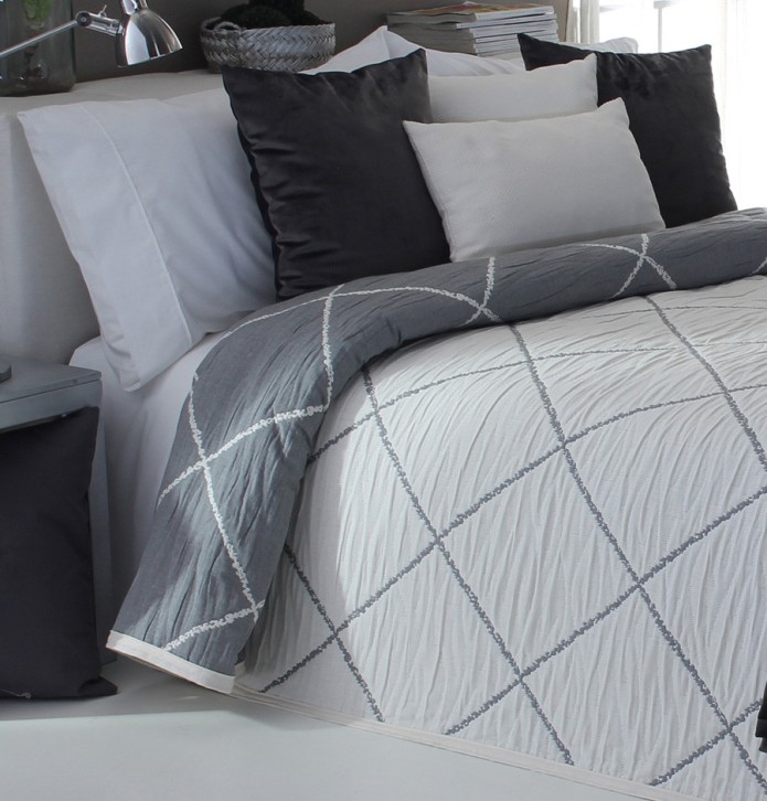Couvre lit jacquard Damir gris Reig Marti - Blancollection