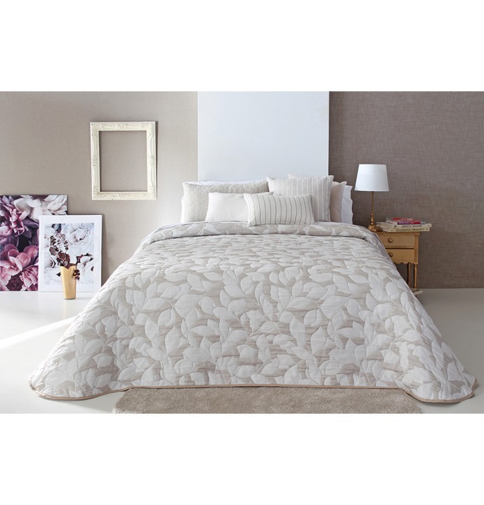 Couvre lit jacquard Ocanya lin Reig Marti - Blancollection
