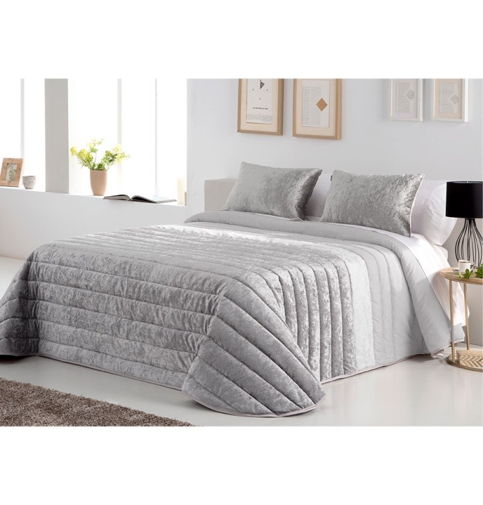 Boutis et ses housses coussins Boston gris Antilo - Blancollection