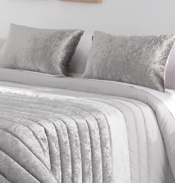 Boutis et ses housses coussins Boston gris Antilo - Blancollection