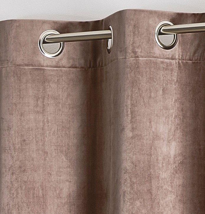 Rideau velours Archie taupe Qabane - Blancollection