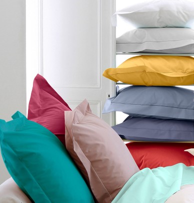 Taie d'oreiller unie en percale Tradilinge