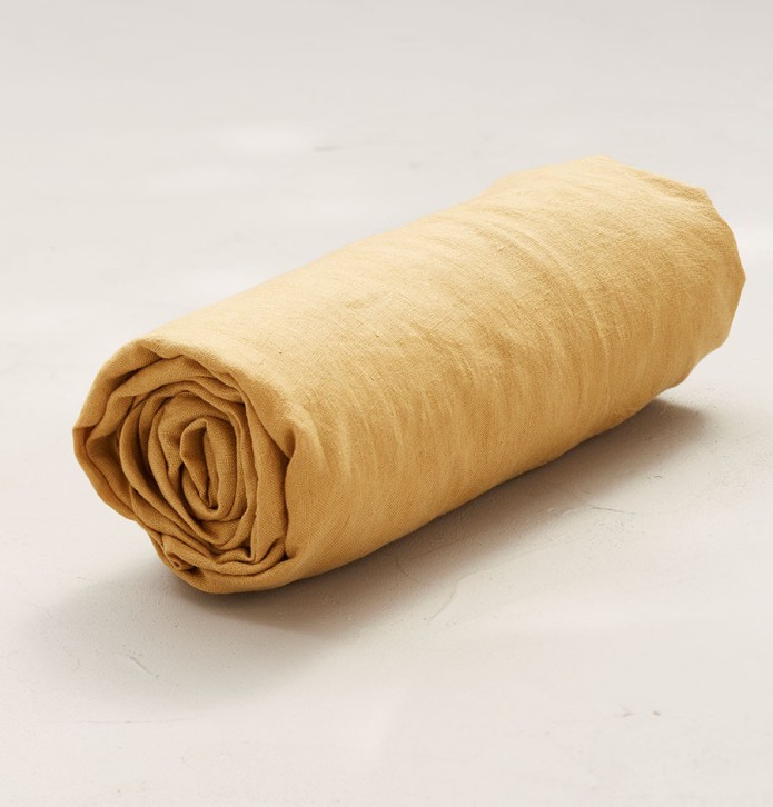 Parure de lit en lin stone-washed jaune honey Sylvie Thiriez - Blancollection