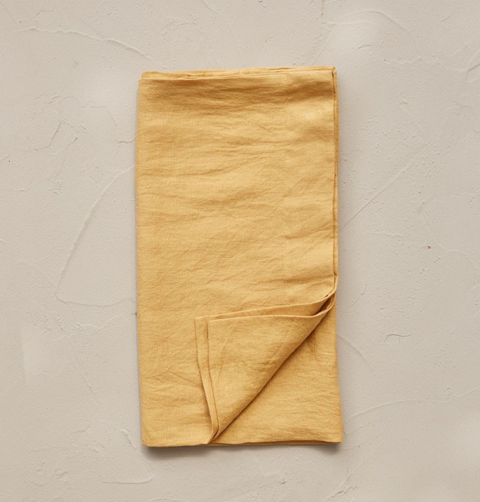 Parure de lit en lin stone-washed jaune honey Sylvie Thiriez - Blancollection