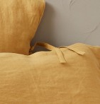 Taie d'oreiller en lin lavé jaune honey Sylvie Thiriez - Blancollection
