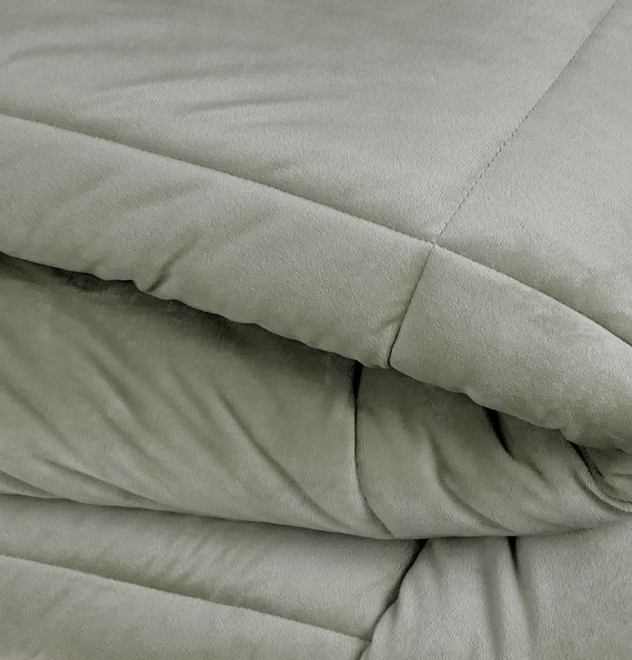 Couvre-lit velours matelassé Moki cendre Vent du Sud - Blancollection