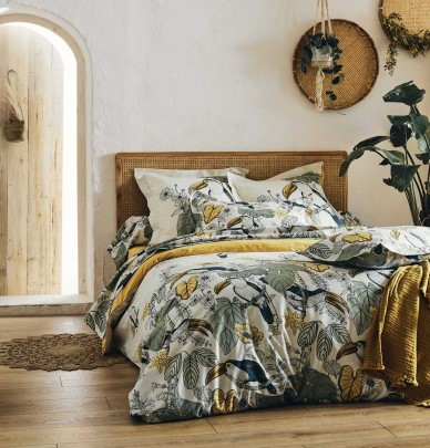 Drap housse moutarde Tradilinge