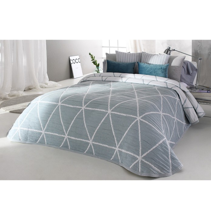 Couvre lit jacquard Double bleu Reig Marti - Blancollection