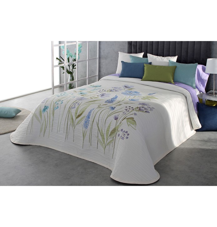 Couvre lit jacquard Olea bleu Reig Marti - Blancollection