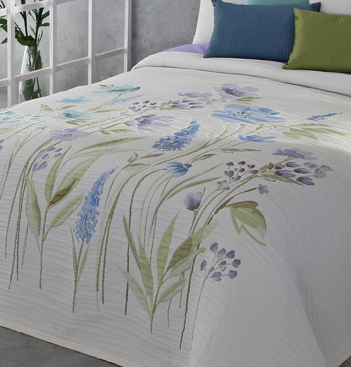 Couvre lit jacquard Olea bleu Reig Marti - Blancollection