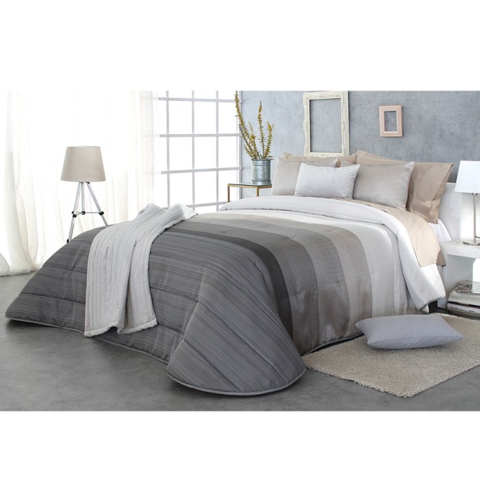 Couvre lit matelassé jacquard Fox gris taupe Reig Marti - Blancollection