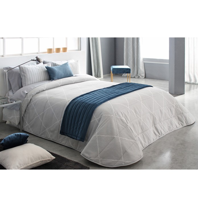 Couvre lit matelassé jacquard Deniro gris Reig Marti - Blancollection
