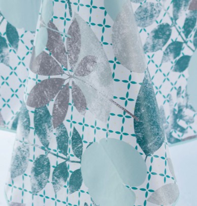 Nappe toile cirée Vegetal Mix aqua Calitex