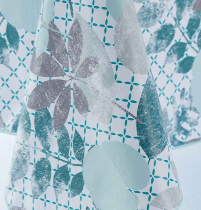 Nappe toile cirée Vegetal Mix aqua Calitex - Blancollection
