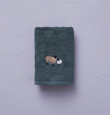 Serviette de toilette Shetland vert Irland Sylvie Thiriez