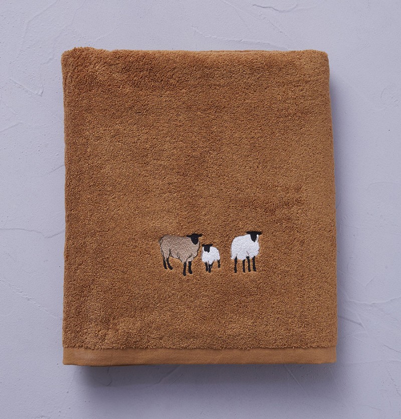 Drap de bain Shetland marron roux Sylvie Thiriez