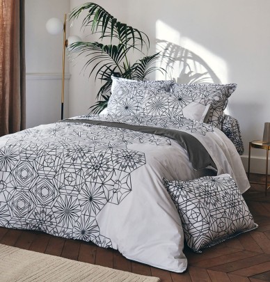 Parure de lit percale Gabrielle jais Tradilinge