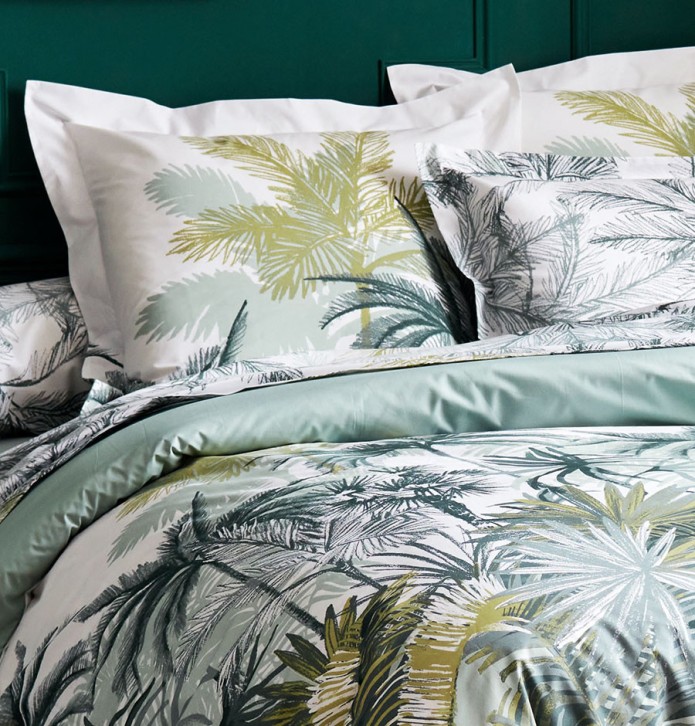 Parure de lit percale Trinidad mousson Tradilinge - Blancollection