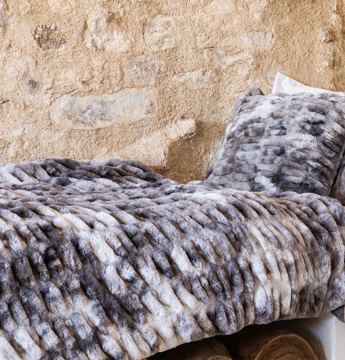 Plaid fausse fourrure Zibeline angora Vent du Sud - Blancollection