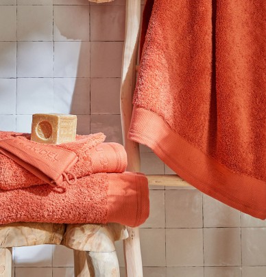 Serviettes de toilette coton bio Organic terracota Nydel