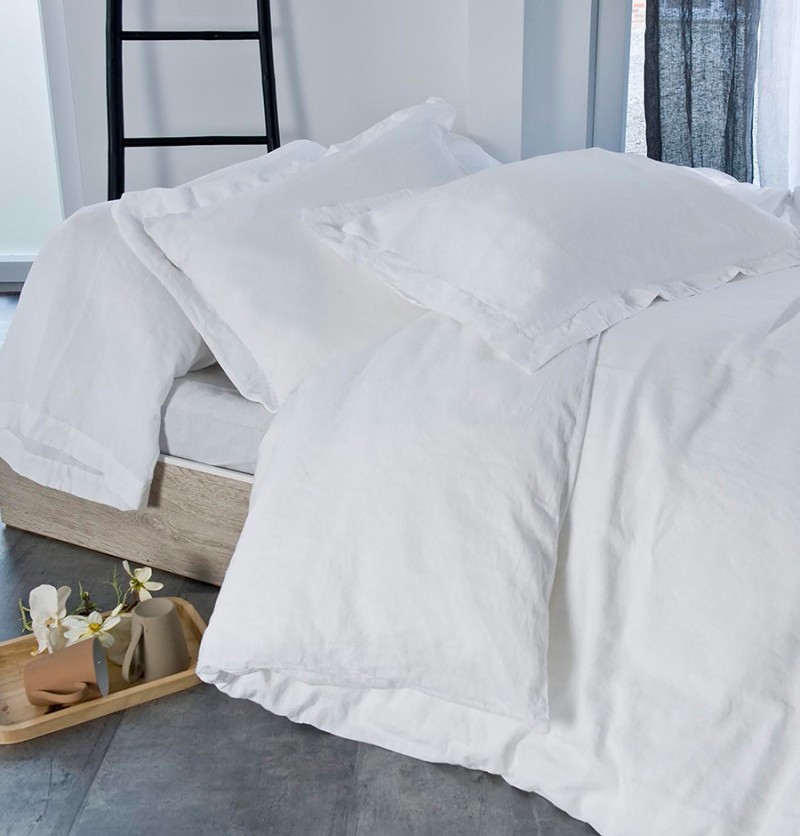 Housse de couette coton bio et chanvre Organic blanc Nydel