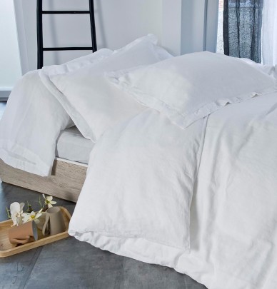 Taie d'oreiller coton bio et chanvre Organic blanc Nydel