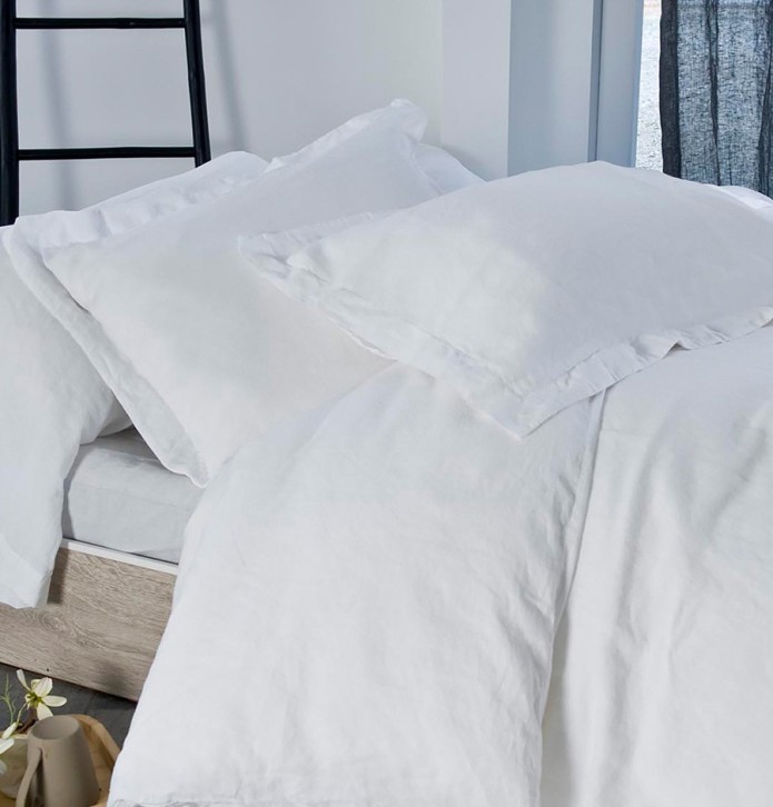 Parure de lit coton bio et chanvre Organic blanc - Blancollection