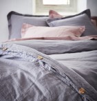 Housse de couette coton bio-chanvre Organic cendre et rose poudré Nydel - Blancollection