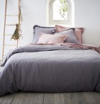 Taies d'oreiller coton bio et chanvre Organic cendre et rose poudré Sensei - Blancollection