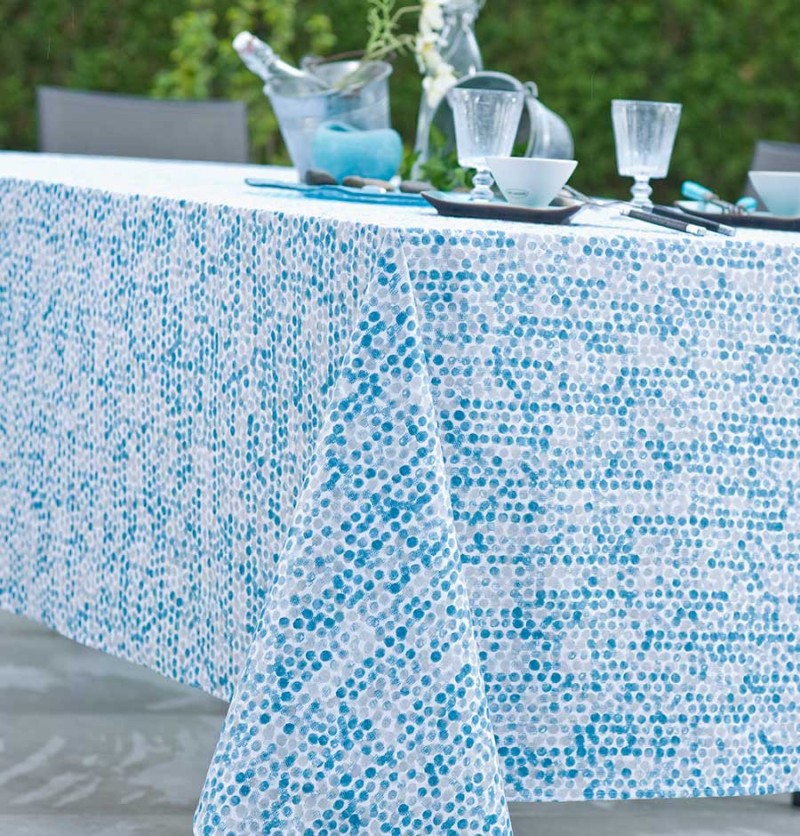 Nappe coton enduit Perle bleu Nydel