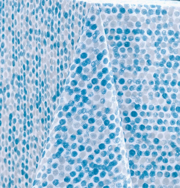 Nappe coton enduite Perle bleu Nydel - Blancollection