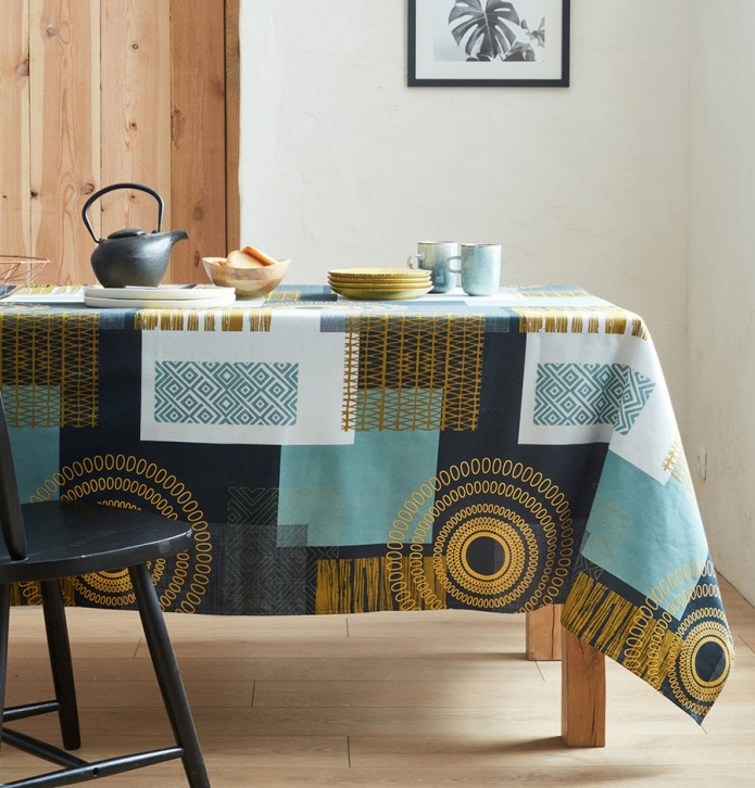 Nappe coton enduite Magic Ethnic zinc Nydel Nappe coton enduite Magic Ethnic zinc Nydel