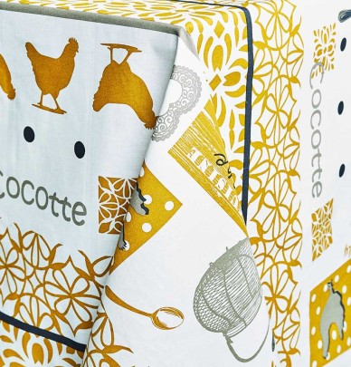 Nappe coton enduite PVC Cocotte moutarde