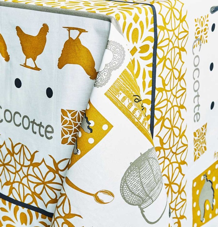 Nappe coton enduite Cocotte moutarde Nydel - Blancollection