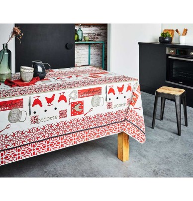 Nappe coton enduite PVC Cocotte rouge Nydel