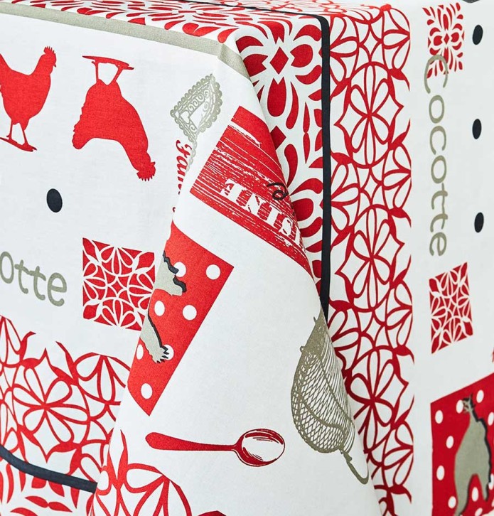 Nappe coton enduite Cocotte rouge Nydel - Blancollection