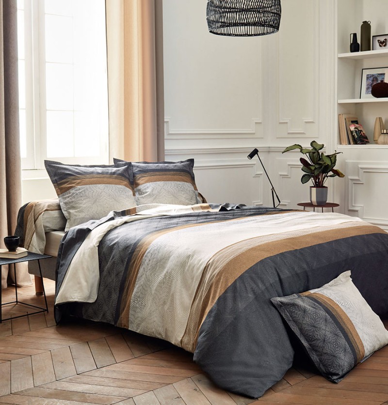 Housse de couette satin Tiago noir Tradilinge