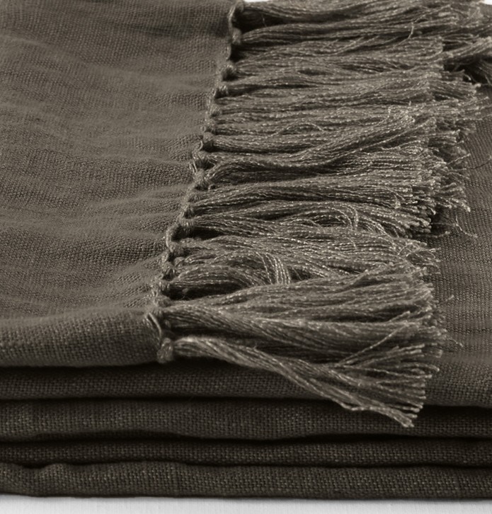 Plaid en lin Allegro café Vent du Sud - Blancollection