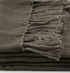 Plaid en lin Allegro café Vent du Sud - Blancollection