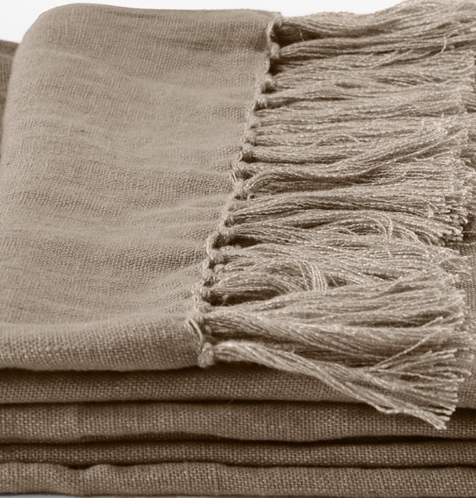Plaid en lin Allegro chanvre Vent du Sud - Blancollection