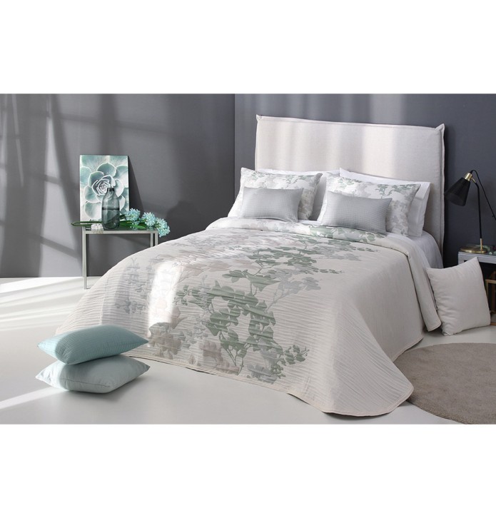 Couvre lit jacquard Lyris vert Reig Marti - Blancollection