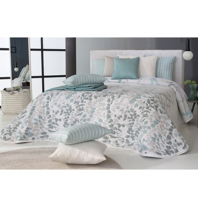 Couvre lit jacquard réversible Cordoba vert Reig Marti - Blancollection