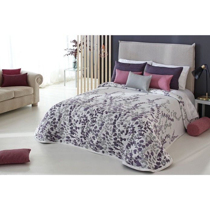 Couvre lit jacquard réversible Cordoba violet Reig Marti - Blancollection