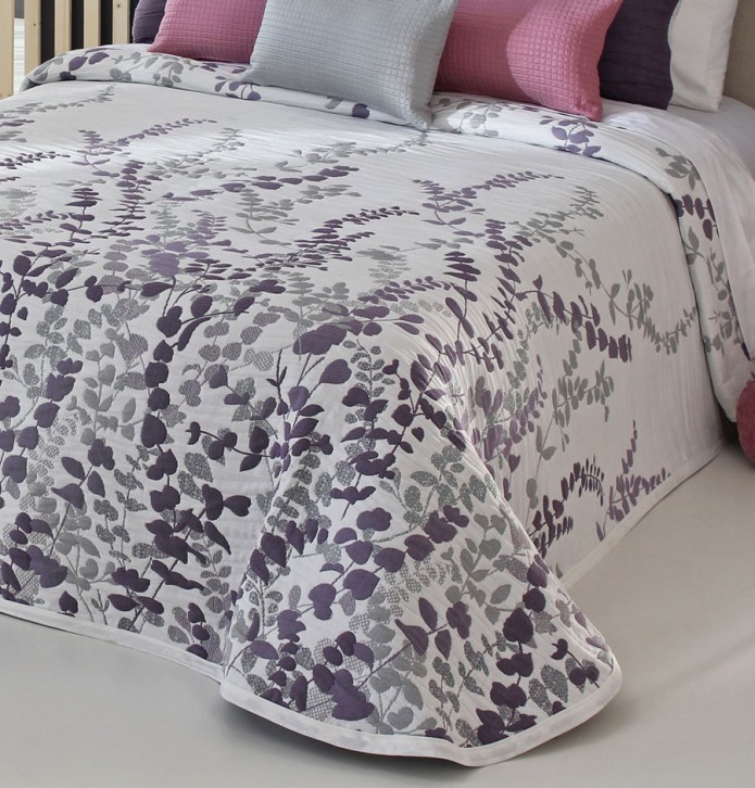 Couvre lit jacquard réversible Cordoba violet Reig Marti - Blancollection
