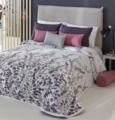 Couvre-lit tissé jacquard réversible Cordoba violet