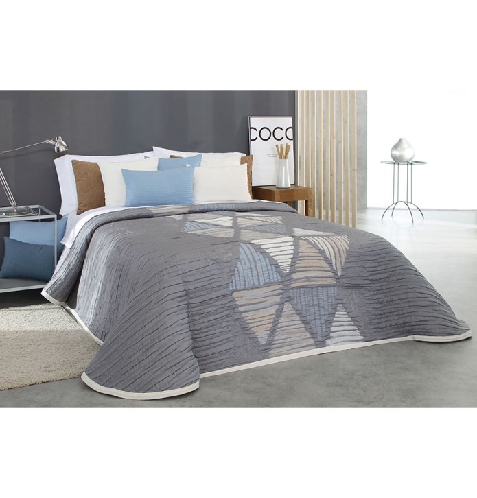 Couvre lit jacquard réversible Lynch bleu Reig Marti - Blancollection