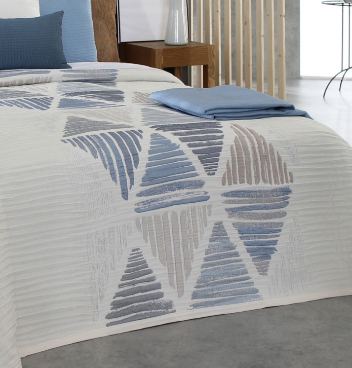 Couvre lit jacquard réversible Lynch bleu Reig Marti - Blancollection
